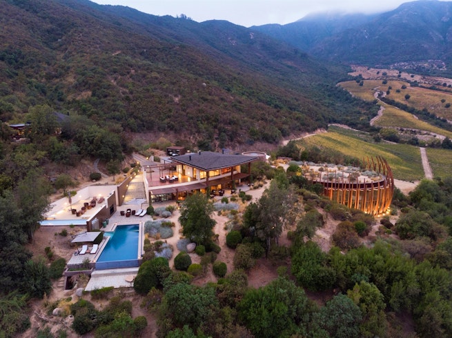 Aerial of Clos Apalta Residence, Colchagua Valley, Chile