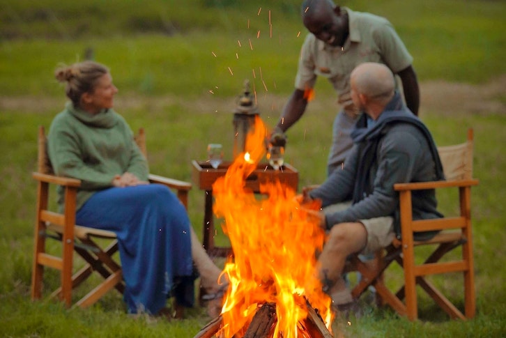 Guests at Campfire, Ol Pejeta Bush Camp, Laikipia, Kenya