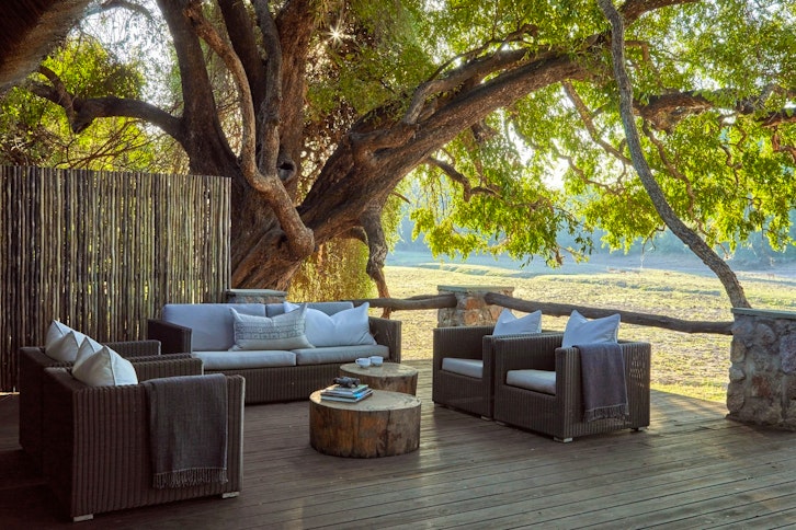 relaxing outdoor area at Mfuwe lodge