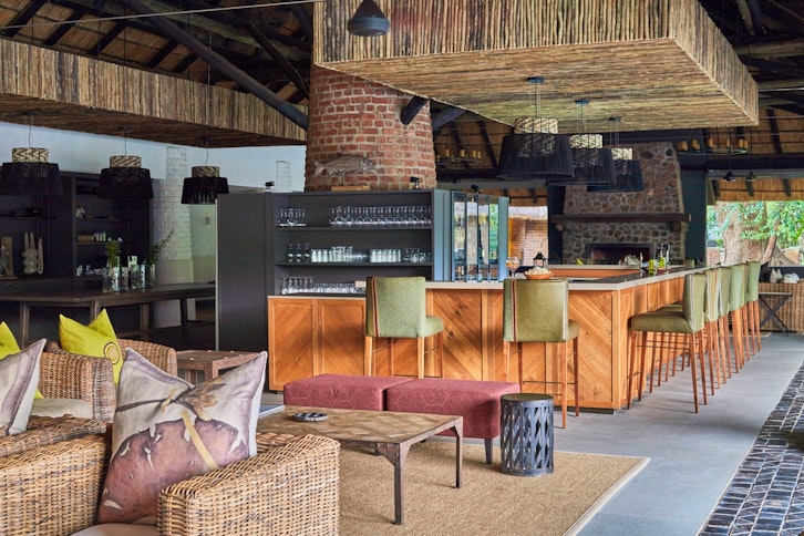Lovely colourful bar at Mfuwe lodge 