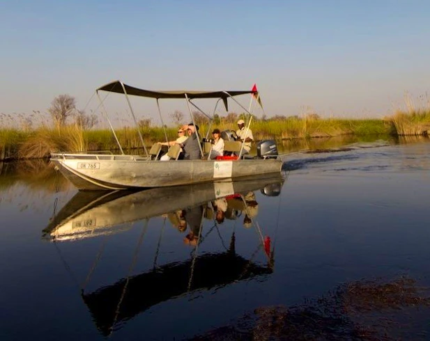 Okuti motorboat, Moremi Game Reserve, Okavango Delta, Botswana