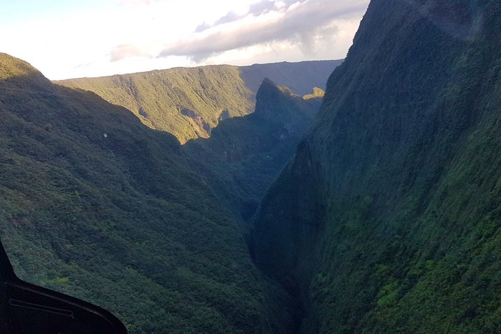 Helicopter flight over Reunion Island 1
