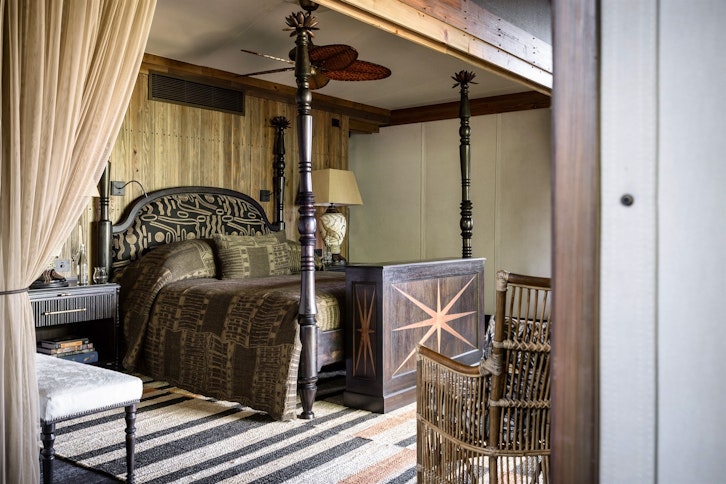 Mangosteen Suite Bedroom, Xigera Safari Lodge, Okavango Delta, Botswana
