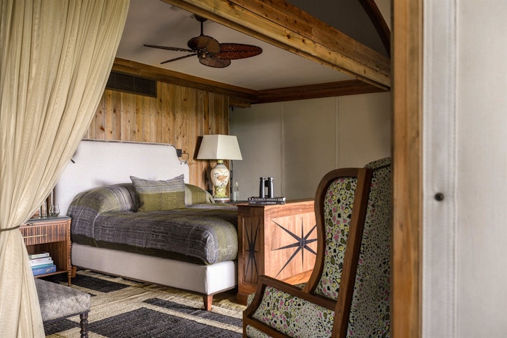 Sausage Tree Suite Bedroom, Xigera Safari Lodge, Okavango Delta, Botswana